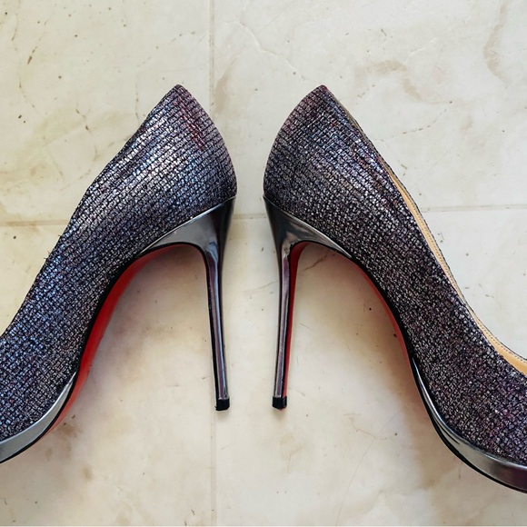 Christian Louboutin Lady Glitter Filo 120 Silver Metallic Pumps Heels size 6/36 - Picture 7 of 12